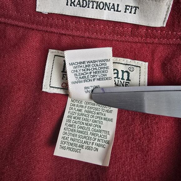 L.L. Bean Traditional Fit Chamois Cloth Shirt Men L Reg Cranberry Red Outdoor - Picture 5 of 9